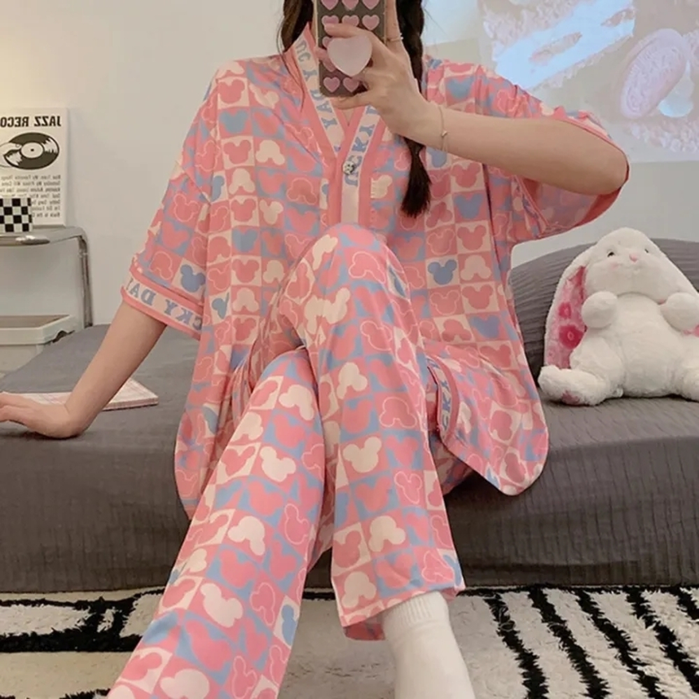 Mickey Women's Pajama Set Blouse And Pants